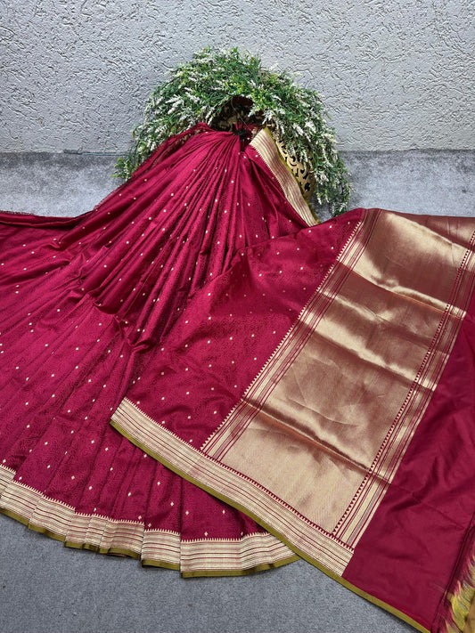 WINE TANCHOI PURE HANDLOOM BANARASI SAREE