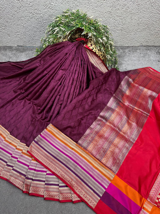 DEEP WINE TANCHOI PURE HANDLOOM BANARASI SAREE