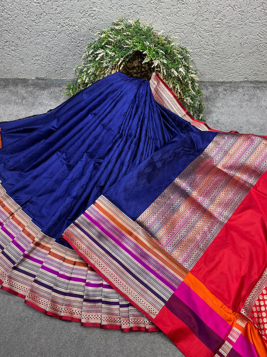 DEEP BLUE TANCHOI PURE HANDLOOM BANARASI SAREE