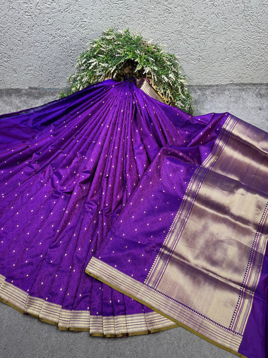 PURPLE TANCHOI PURE HANDLOOM BANARASI SAREE