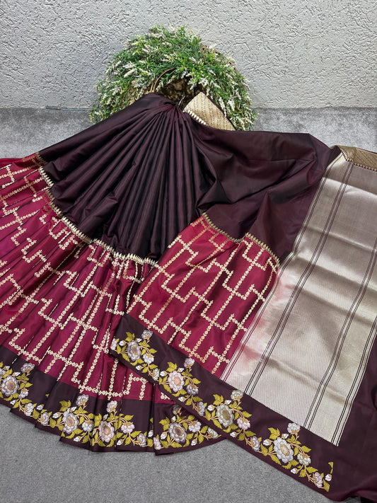 DEEP WINE IKTARA SILK PURE HANDLOOM BANARASI SAREE