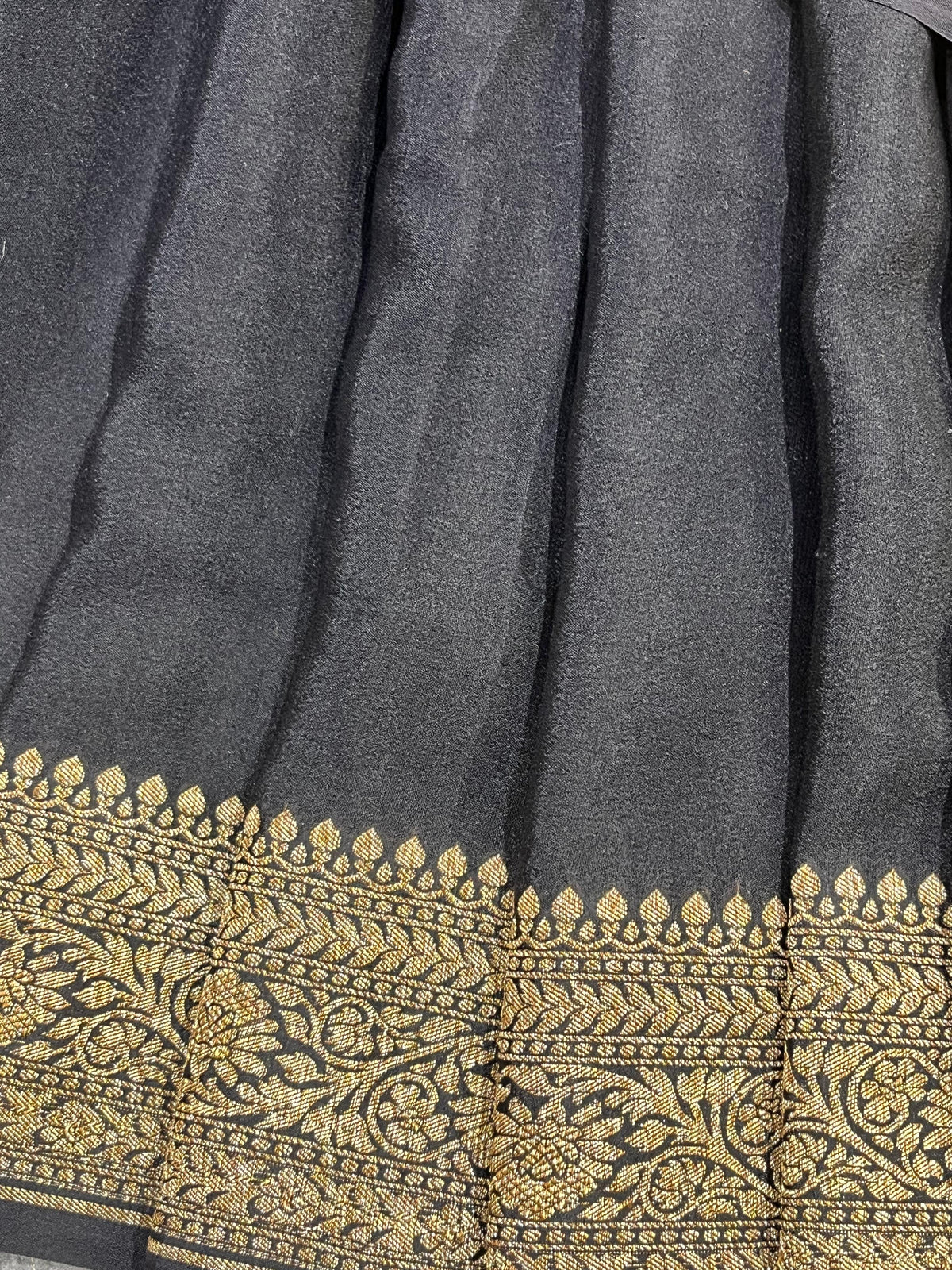 BLACK KHADDI CHIFFON PURE HANDLOOM BANARASI SAREE