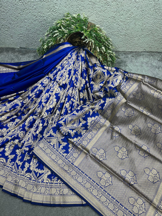 ROYAL BLUE SILK PURE HANDLOOM BANARASI SAREE