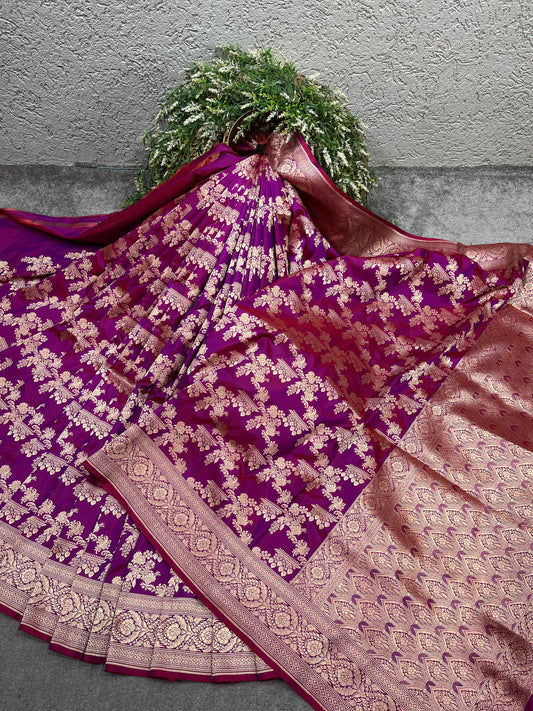 DEEP MAGENTA PURPLE SILK PURE HANDLOOM BANARASI SAREE