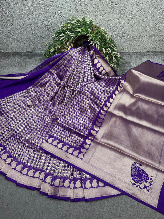 ROYAL PURPLE SILK PURE HANDLOOM BANARASI SAREE