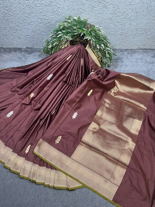 DEEP WINE MAROON SILK PURE HANDLOOM BANARASI SAREE
