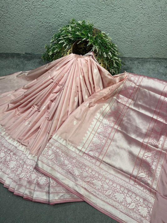 BLUSH PINK SILK PURE HANDLOOM BANARASI SAREE