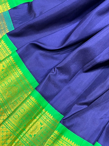 ROYAL BLUE SILK PURE HANDLOOM GADWAL SAREE