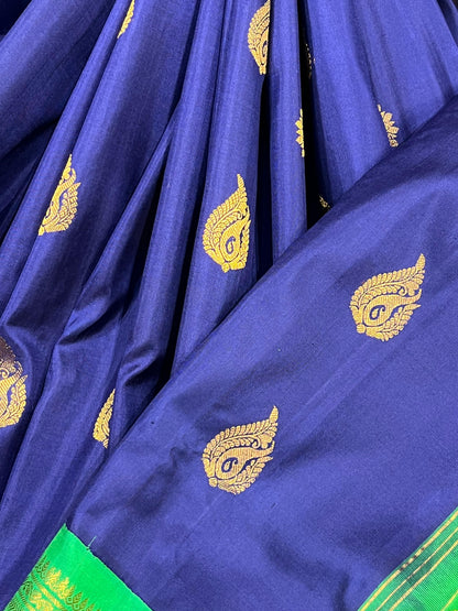 ROYAL BLUE SILK PURE HANDLOOM GADWAL SAREE