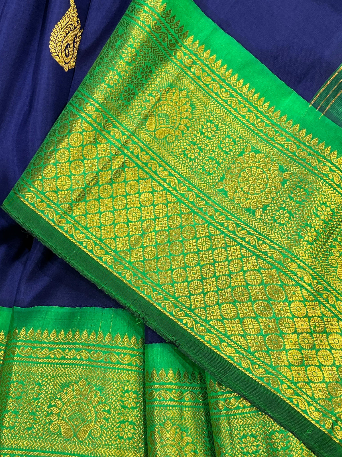 ROYAL BLUE SILK PURE HANDLOOM GADWAL SAREE