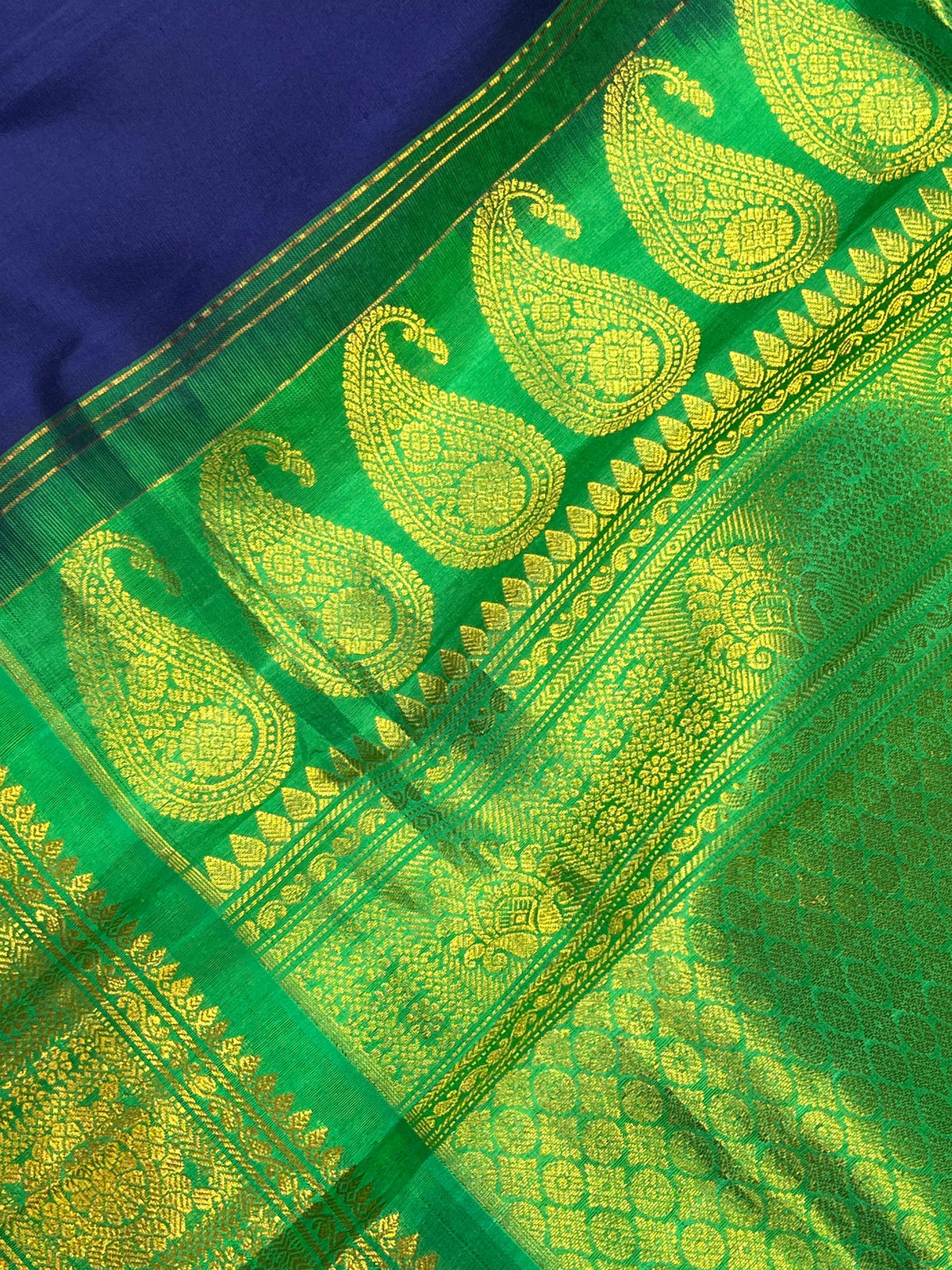 ROYAL BLUE SILK PURE HANDLOOM GADWAL SAREE