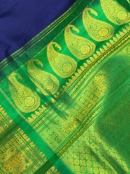 ROYAL BLUE SILK PURE HANDLOOM GADWAL SAREE