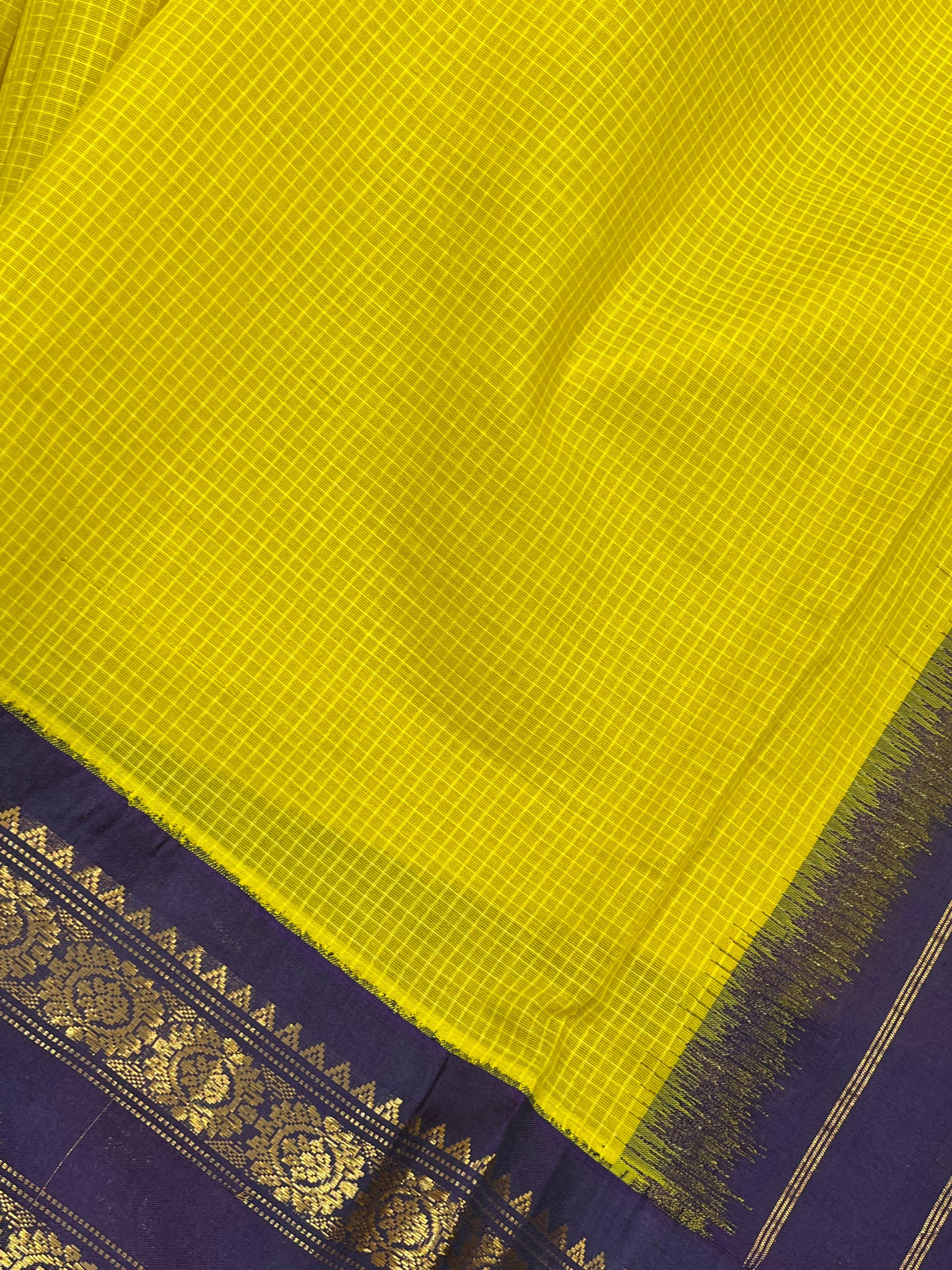 YELLOW COTTON PURE HANDLOOM GADWAL SAREE