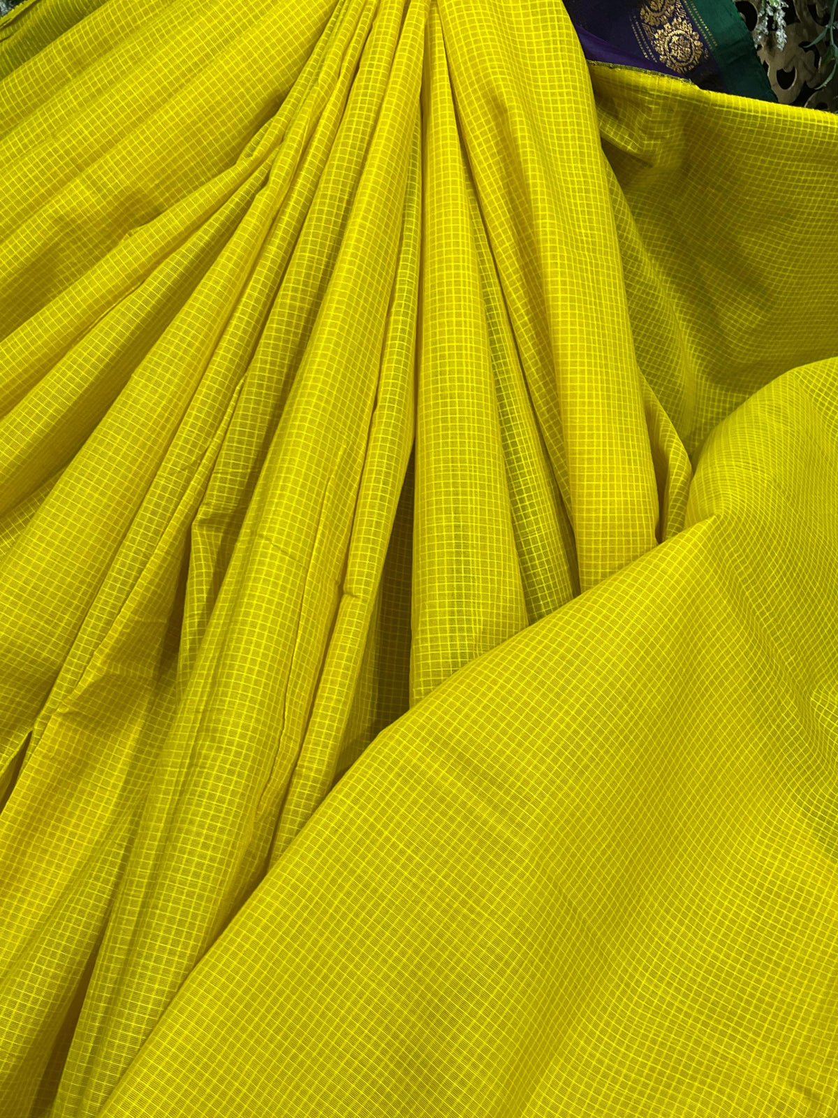 YELLOW COTTON PURE HANDLOOM GADWAL SAREE
