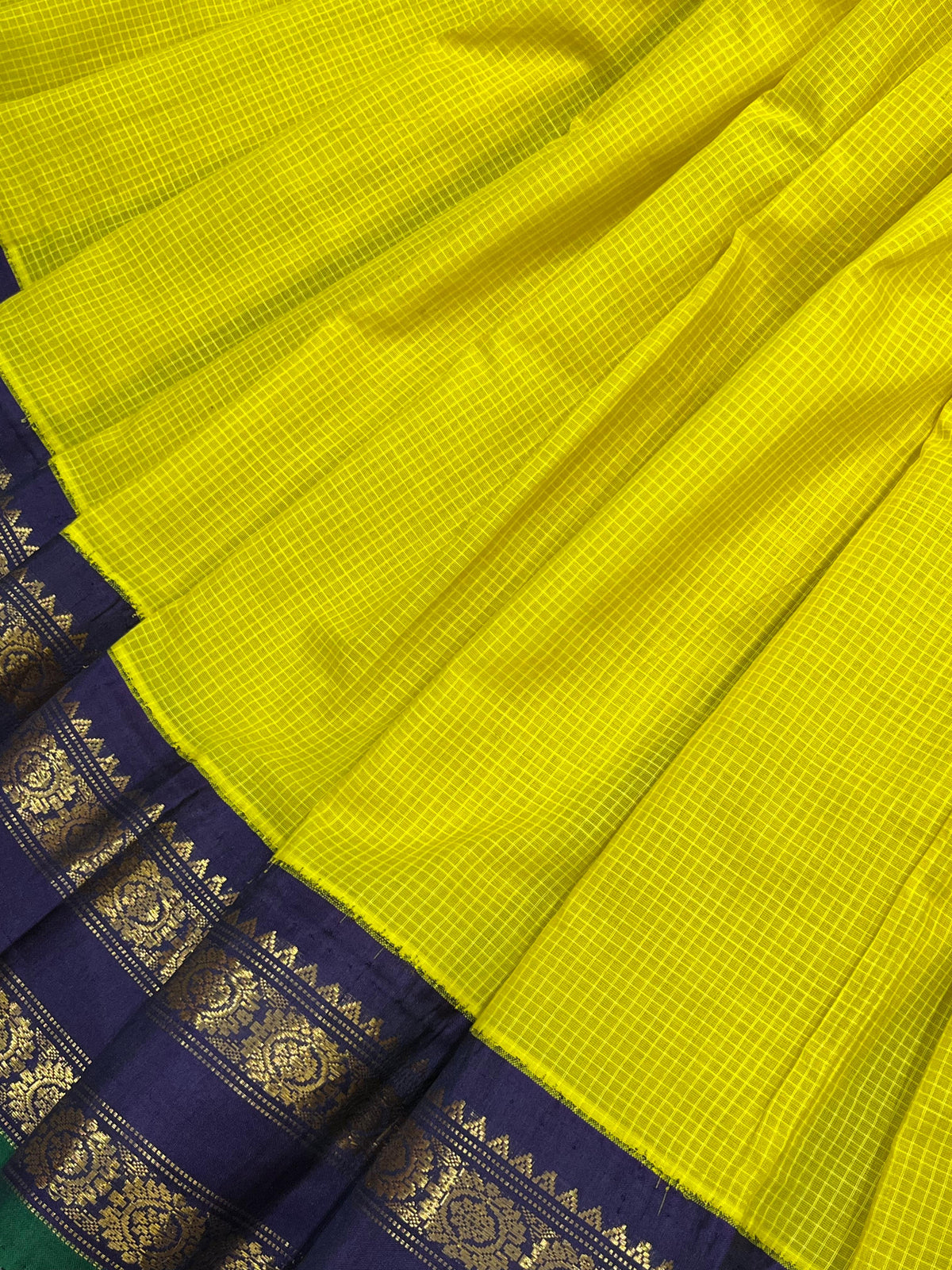 YELLOW COTTON PURE HANDLOOM GADWAL SAREE