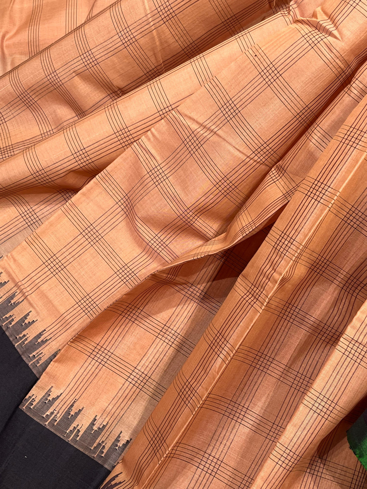 SOFT PEACH SICO PURE HANDLOOM GADWAL SAREE