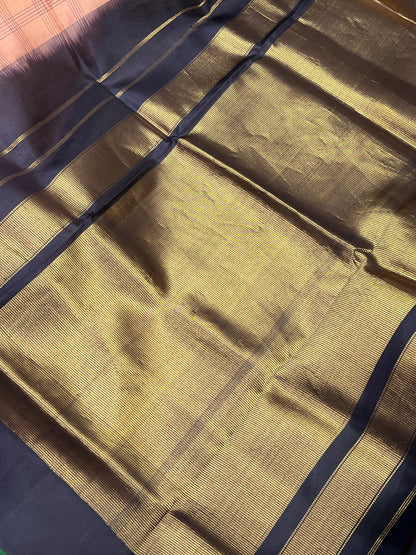 SOFT PEACH SICO PURE HANDLOOM GADWAL SAREE