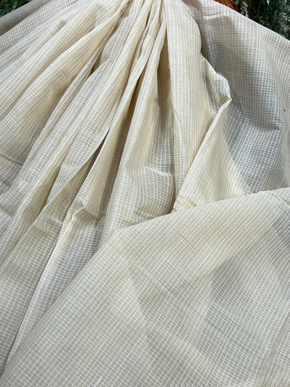 IVORY COTTON PURE HANDLOOM GADWAL SAREE