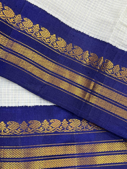 IVORY COTTON PURE HANDLOOM GADWAL SAREE