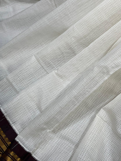IVORY COTTON PURE HANDLOOM GADWAL SAREE