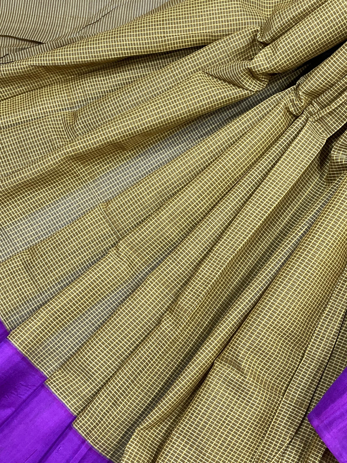 MUSTARD YELLOW COTTON PURE HANDLOOM GADWAL SAREE