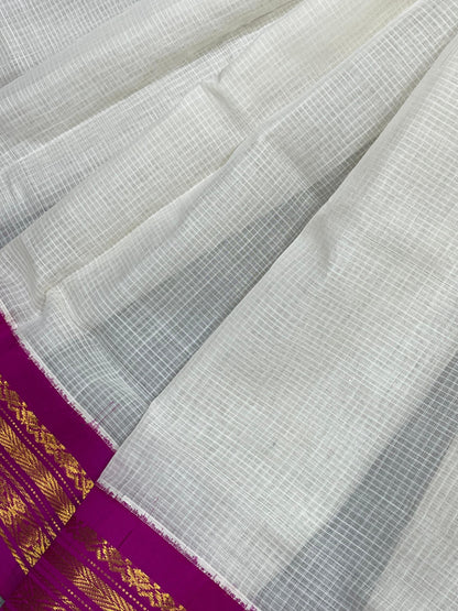 IVORY COTTON PURE HANDLOOM GADWAL SAREE