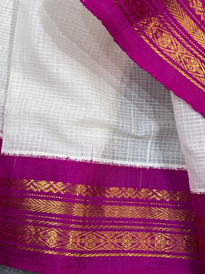 IVORY COTTON PURE HANDLOOM GADWAL SAREE