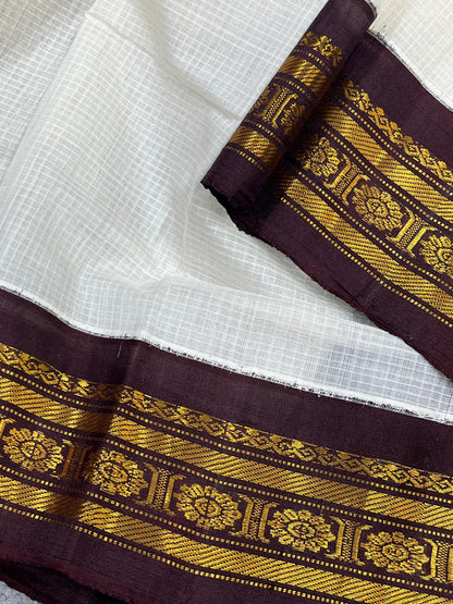 IVORY COTTON PURE HANDLOOM GADWAL SAREE