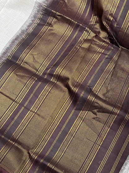 IVORY COTTON PURE HANDLOOM GADWAL SAREE