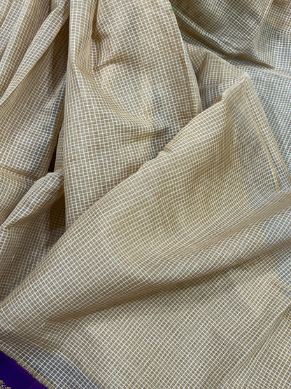 BEIGE COTTON PURE HANDLOOM GADWAL SAREE
