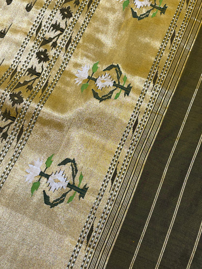 BLACK AND IVORY SILK PURE HANDLOOM PAITHANI SAREE