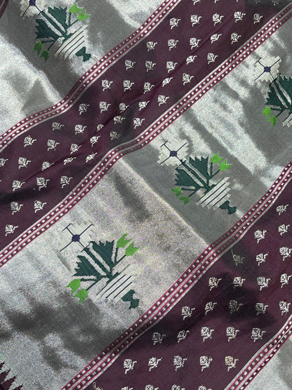 DEEP WINE PURPLE SILK PURE HANDLOOM PAITHANI SAREE