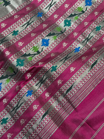 MAGENTA PINK SILK PURE HANDLOOM PAITHANI SAREE