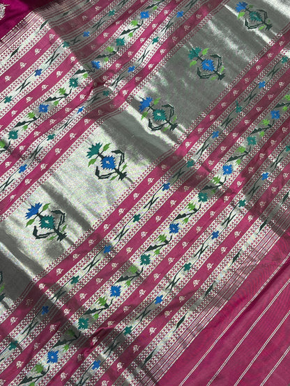 MAGENTA PINK SILK PURE HANDLOOM PAITHANI SAREE