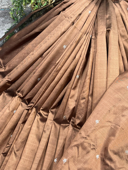 CHOCHLATE BROWN SILK PURE HANDLOOM PAITHANI SAREE