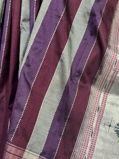 DEEP WINE PURPLE SILK PURE HANDLOOM PAITHANI SAREE