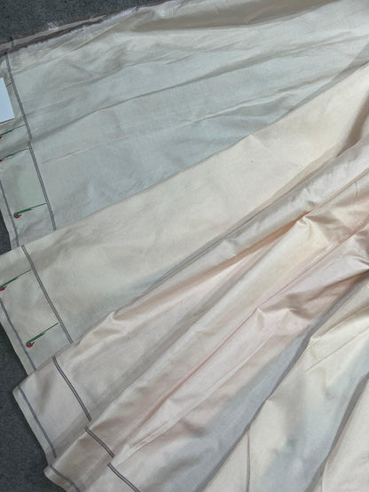 IVORY PEACH SILK PURE HANDLOOM PAITHANI SAREE