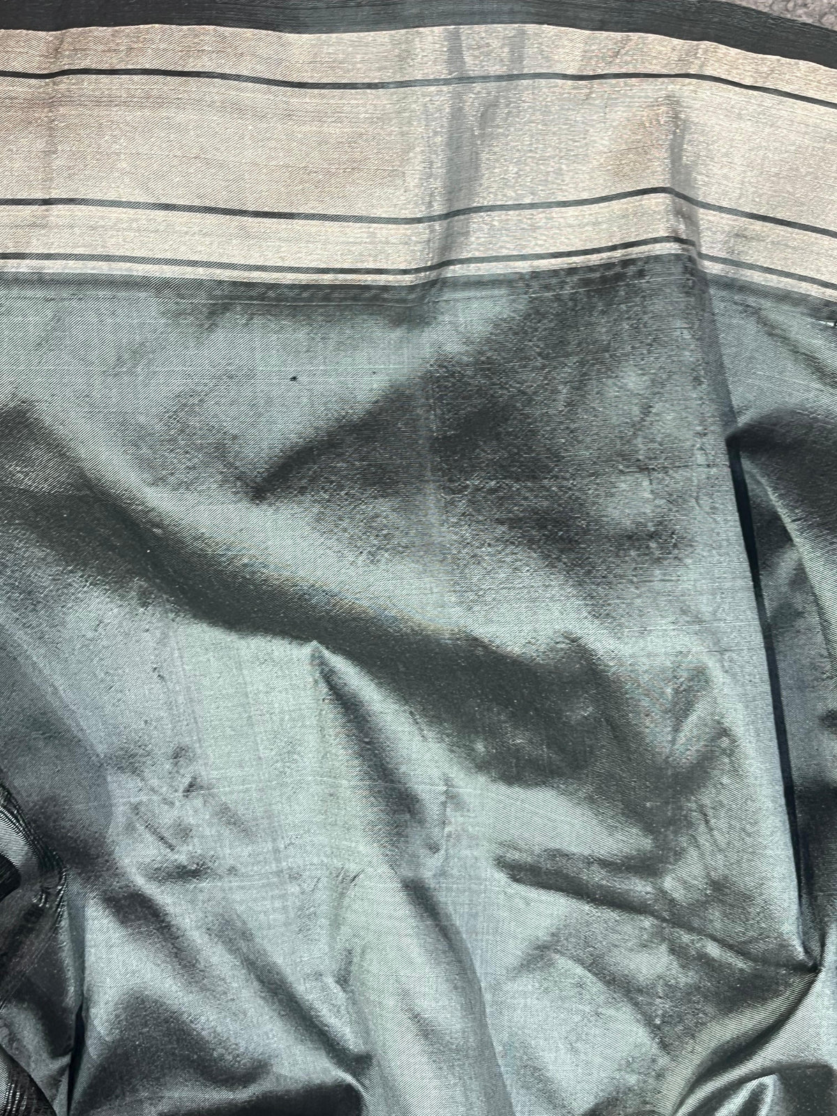 CHARCOAL GREY SILK PURE HANDLOOM PAITHANI SAREE