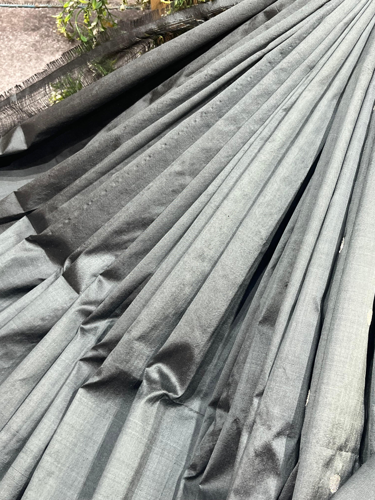 CHARCOAL GREY SILK PURE HANDLOOM PAITHANI SAREE