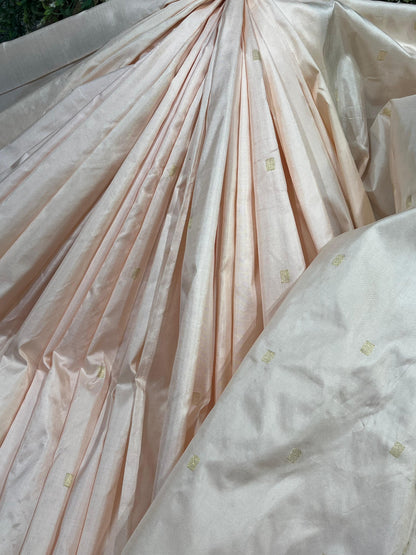 IVORY PEACH SILK PURE HANDLOOM PAITHANI SAREE