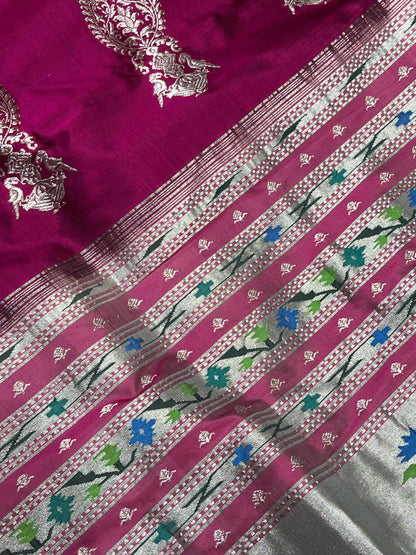 MAGENTA PINK SILK PURE HANDLOOM PAITHANI SAREE