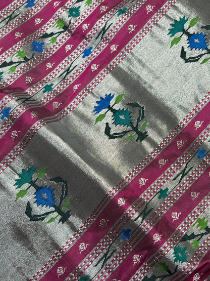 MAGENTA PINK SILK PURE HANDLOOM PAITHANI SAREE