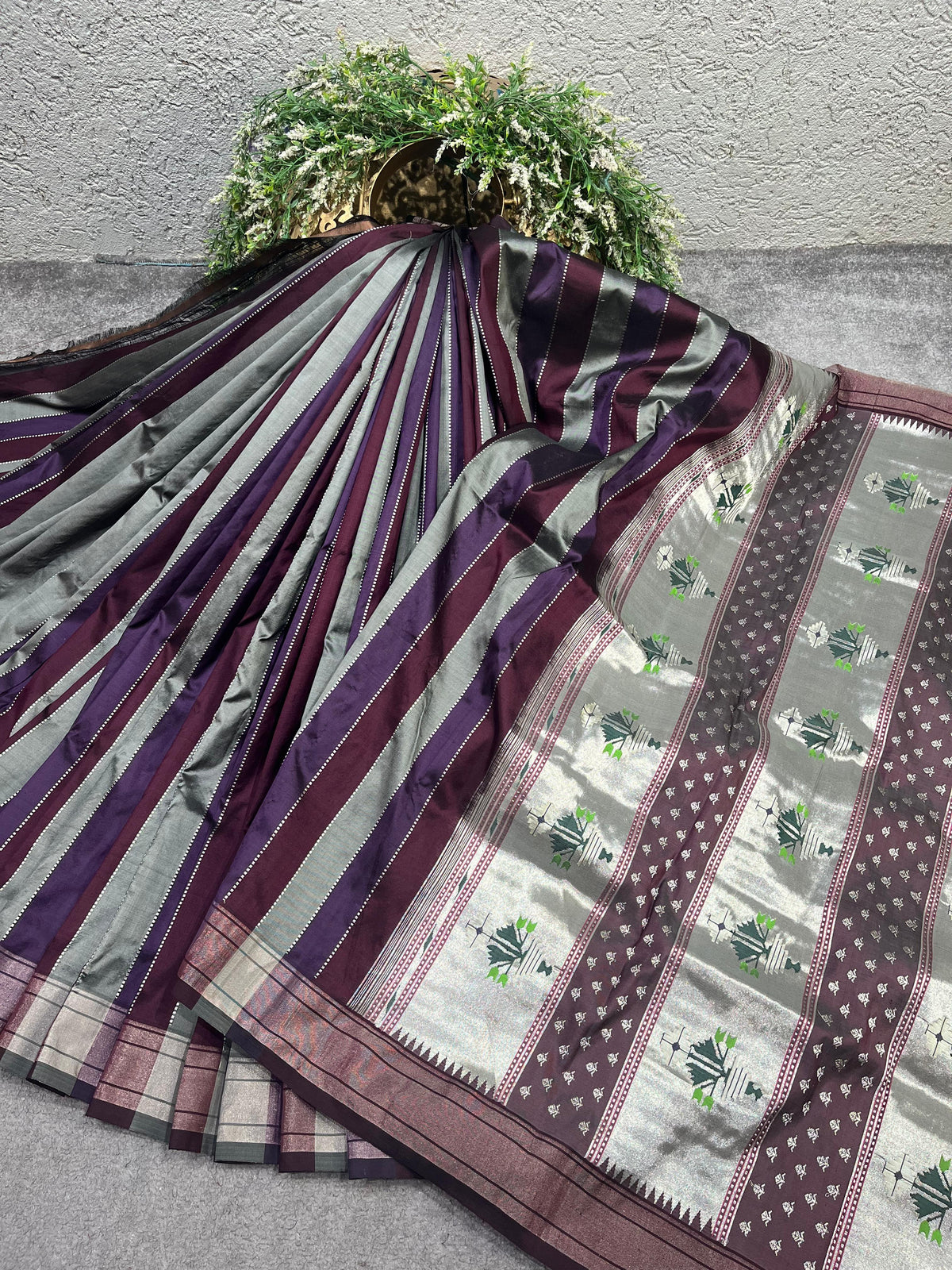 DEEP WINE PURPLE SILK PURE HANDLOOM PAITHANI SAREE
