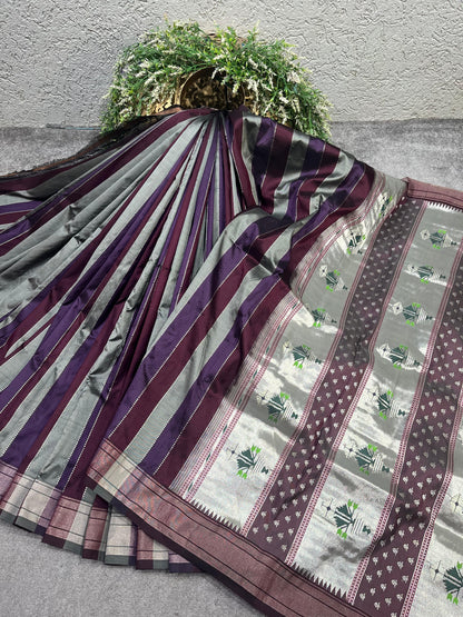 DEEP WINE PURPLE SILK PURE HANDLOOM PAITHANI SAREE