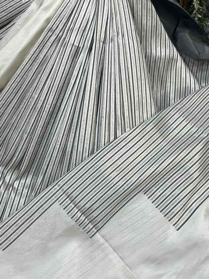 IVORY AND CHARCOAL GREY SILK PURE HANDLOOM PAITHANI SAREE