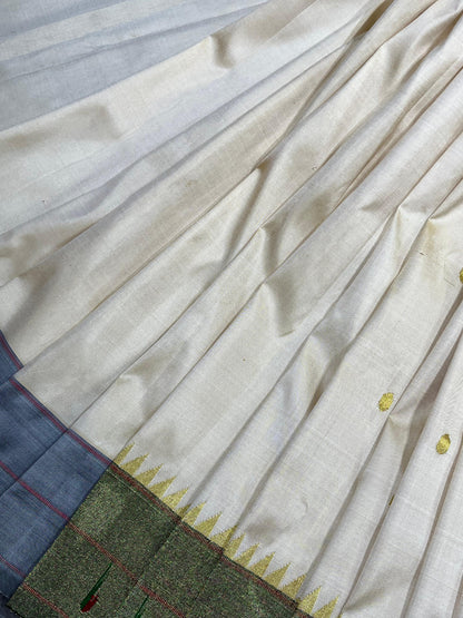 IVORY SILK PURE HANDLOOM PAITHANI SAREE