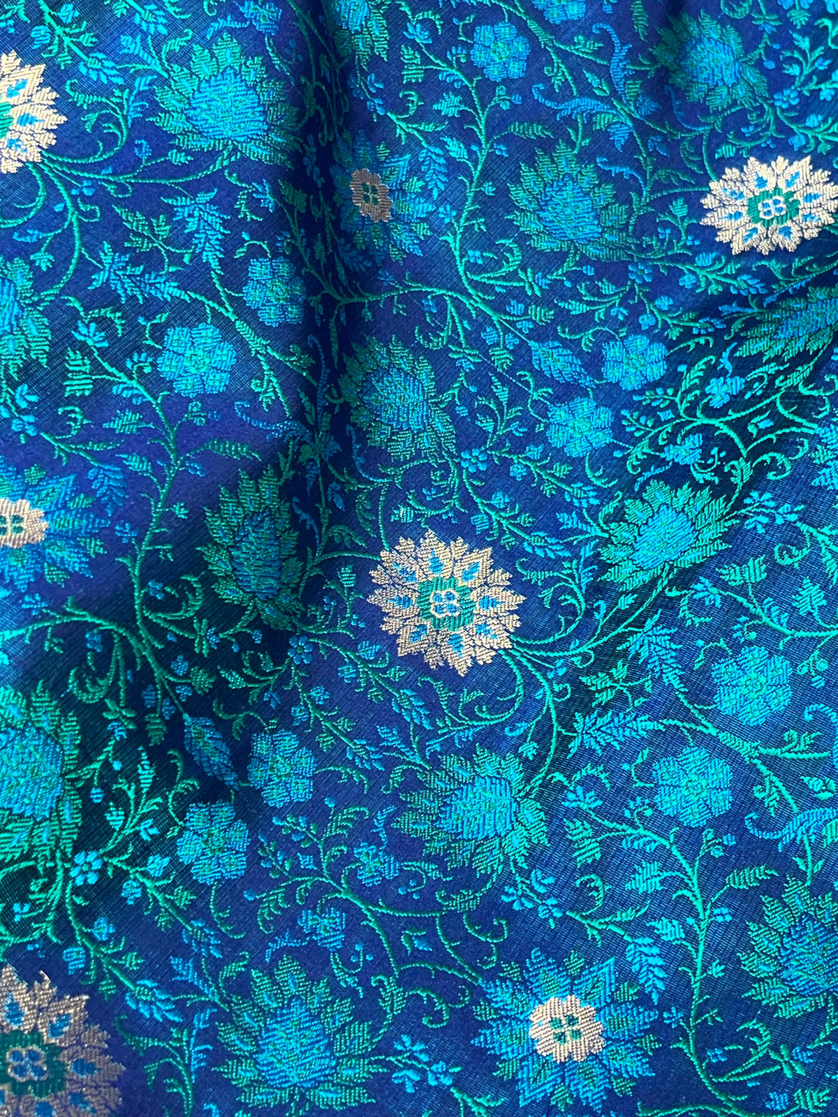 PEACOCK BLUE TANCHOI PURE HANDLOOM BANARASI SAREE