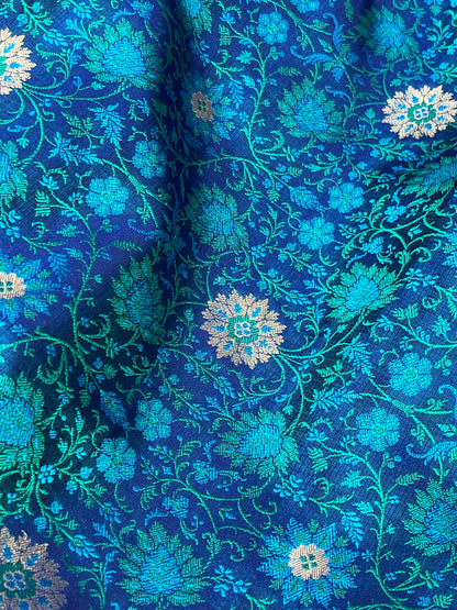 PEACOCK BLUE TANCHOI PURE HANDLOOM BANARASI SAREE