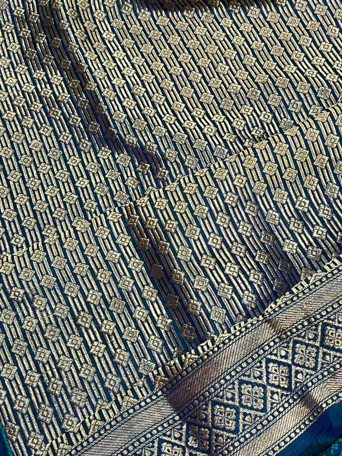 PEACOCK BLUE TANCHOI PURE HANDLOOM BANARASI SAREE