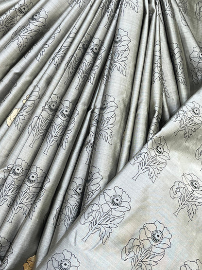 GREY TANCHOI PURE HANDLOOM BANARASI SAREE